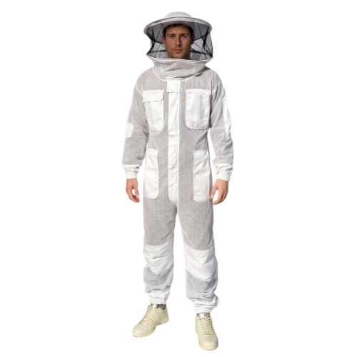 Combinaison apiculture blanche intégrale avec voile chapeau rond