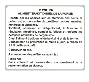 Etiquette info « le pollen » le rouleau de 100 — Apistore
