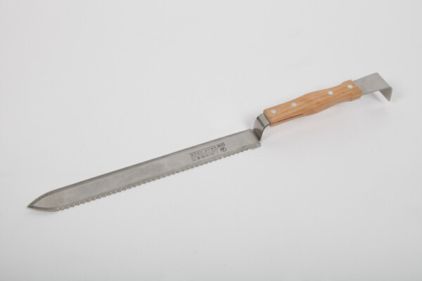 Couteau à désoperculer en inox 28cm, manche bois avec racloir — Apistore — photo 1 sur 2