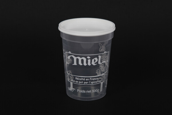 Pot en plastique Nicot transparent 500g, le carton de 300 — Apistore