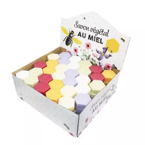 Savon hexagonal invités multicolores, carton de 150 — Apistore